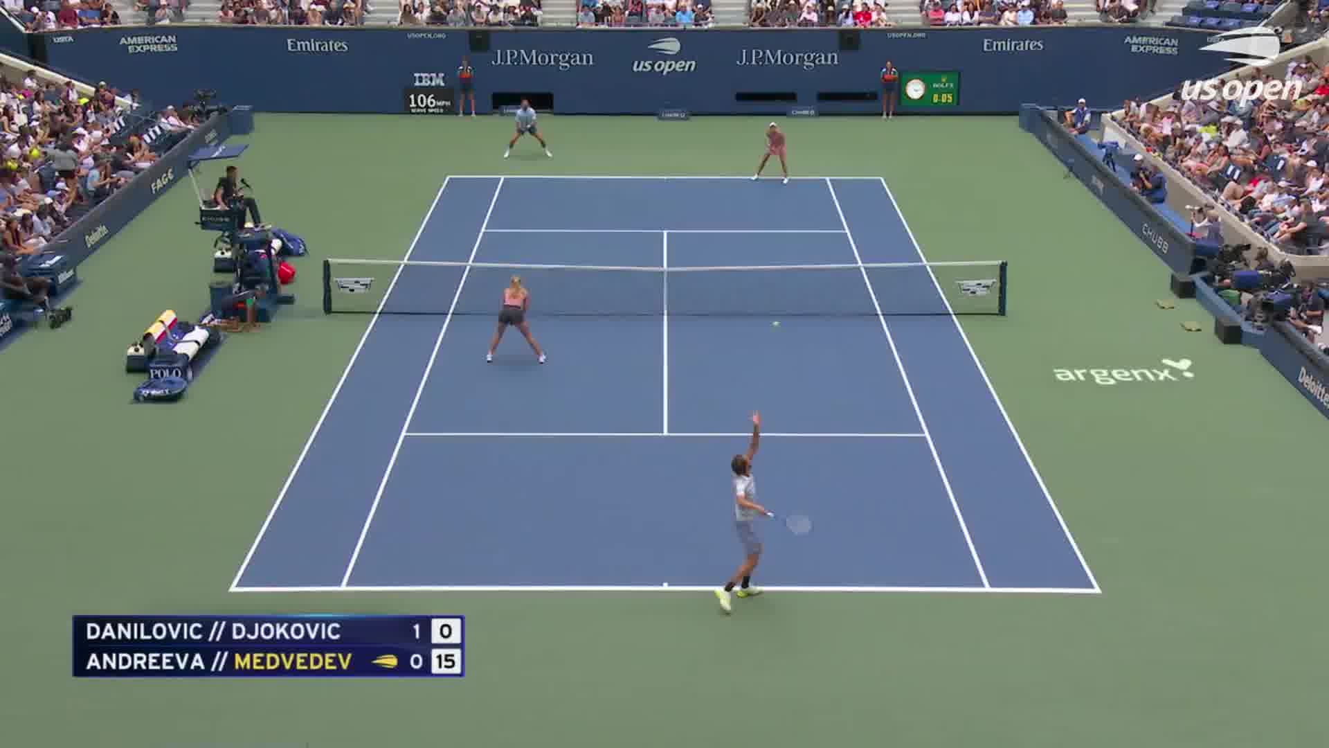 US Open, Doppio Misto: highlights Medvedev/Andreeva vs Djokovic/Danilovic